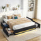 Double Bed Frame with Storage Drawers RGB Lights Charging Station Upholstered Fabric