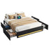 Queen Bed Frame with Storage Drawers RGB Lights Charging Station Upholstered Fabric