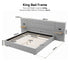 Artiss King Bed Frame Upholstered 292cm Wide Headboard Shelves USB Charging Grey