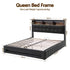 Queen Gas Lift Bed Frame with Storage, LED Lights & Charging Ports – PU Leather