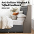 Double Bed Frame with 4 Storage Drawers and Charging Station Tufted Wingback Headboard 300kg Loads Charcoal Grey