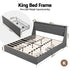King Bed Frame with 4 Storage Drawers and Charging Station Tufted Wingback Headboard 300kg Loads Charcoal Grey