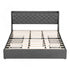 King Bed Frame with 4 Storage Drawers and Charging Station Tufted Wingback Headboard 300kg Loads Charcoal Grey