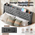 King Bed Frame with 4 Storage Drawers and Charging Station Tufted Wingback Headboard 300kg Loads Charcoal Grey