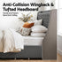 King Bed Frame with 4 Storage Drawers and Charging Station Tufted Wingback Headboard 300kg Loads Charcoal Grey