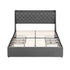 Queen Bed Frame with 4 Storage Drawers and Charging Station Tufted Wingback Headboard 300kg Loads Charcoal Grey