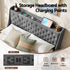 Queen Bed Frame with 4 Storage Drawers and Charging Station Tufted Wingback Headboard 300kg Loads Charcoal Grey