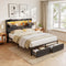 Artiss Queen Bed Frame with Storage Drawers & Headboard, 2 Drawer, USB, LED