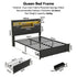 Artiss Queen Bed Frame with Storage Drawers & Headboard, 2 Drawer, USB, LED