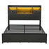 Artiss Queen Bed Frame with Storage Drawers & Headboard, 2 Drawer, USB, LED