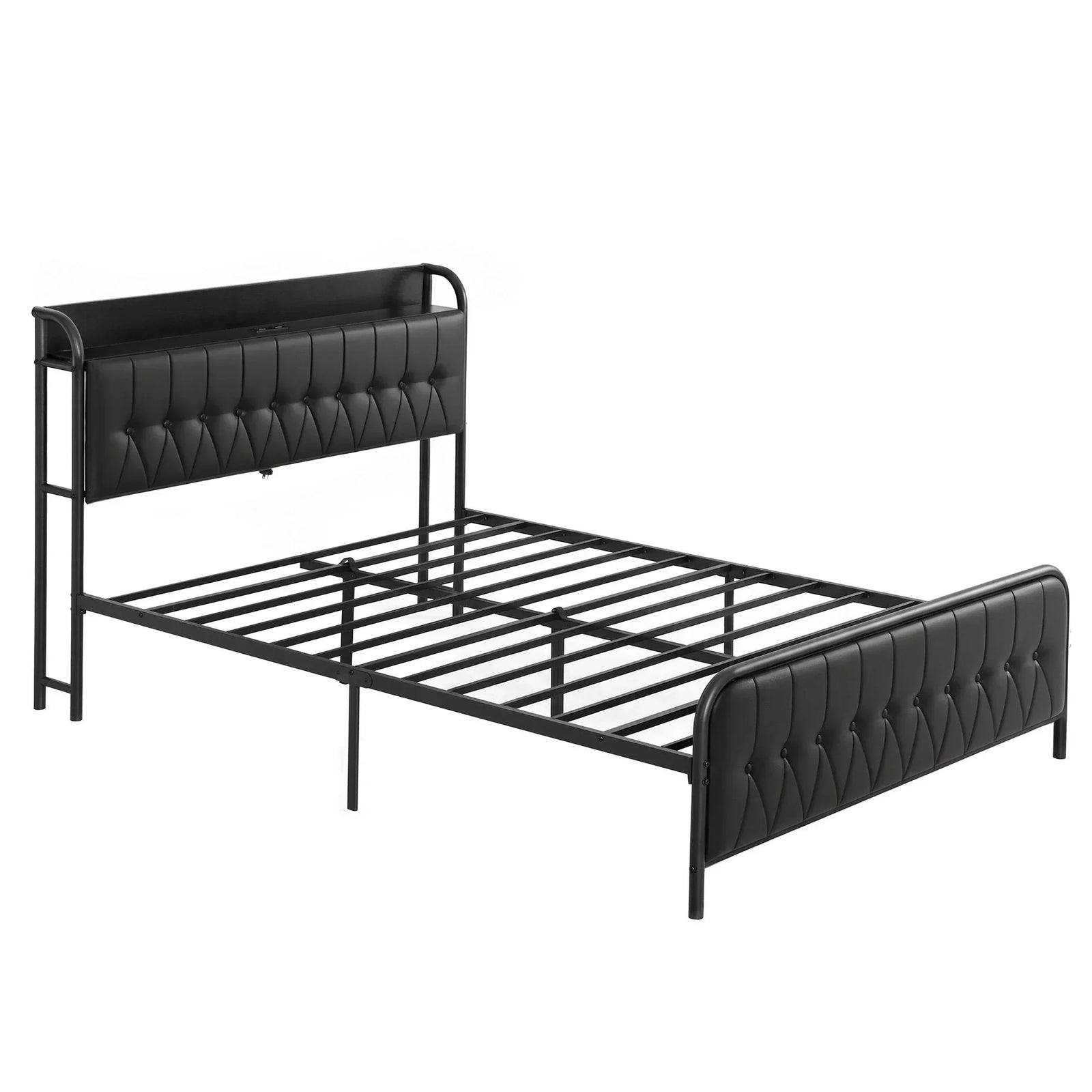 Queen Bed Frame with Storage Headboard SAA Certified Charging Station