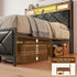 Double Bed Frame with LED Lights Storage Headboard 2 USB 2 AC Outlets Charging Station