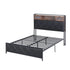 Double Bed Frame with LED Lights Storage Headboard 2 USB 2 AC Outlets Charging Station