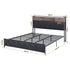 King Bed Frame with LED Lights and Storage Headboard Charging Station