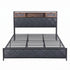 King Bed Frame with LED Lights and Storage Headboard Charging Station