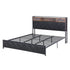 King Bed Frame with LED Lights and Storage Headboard Charging Station