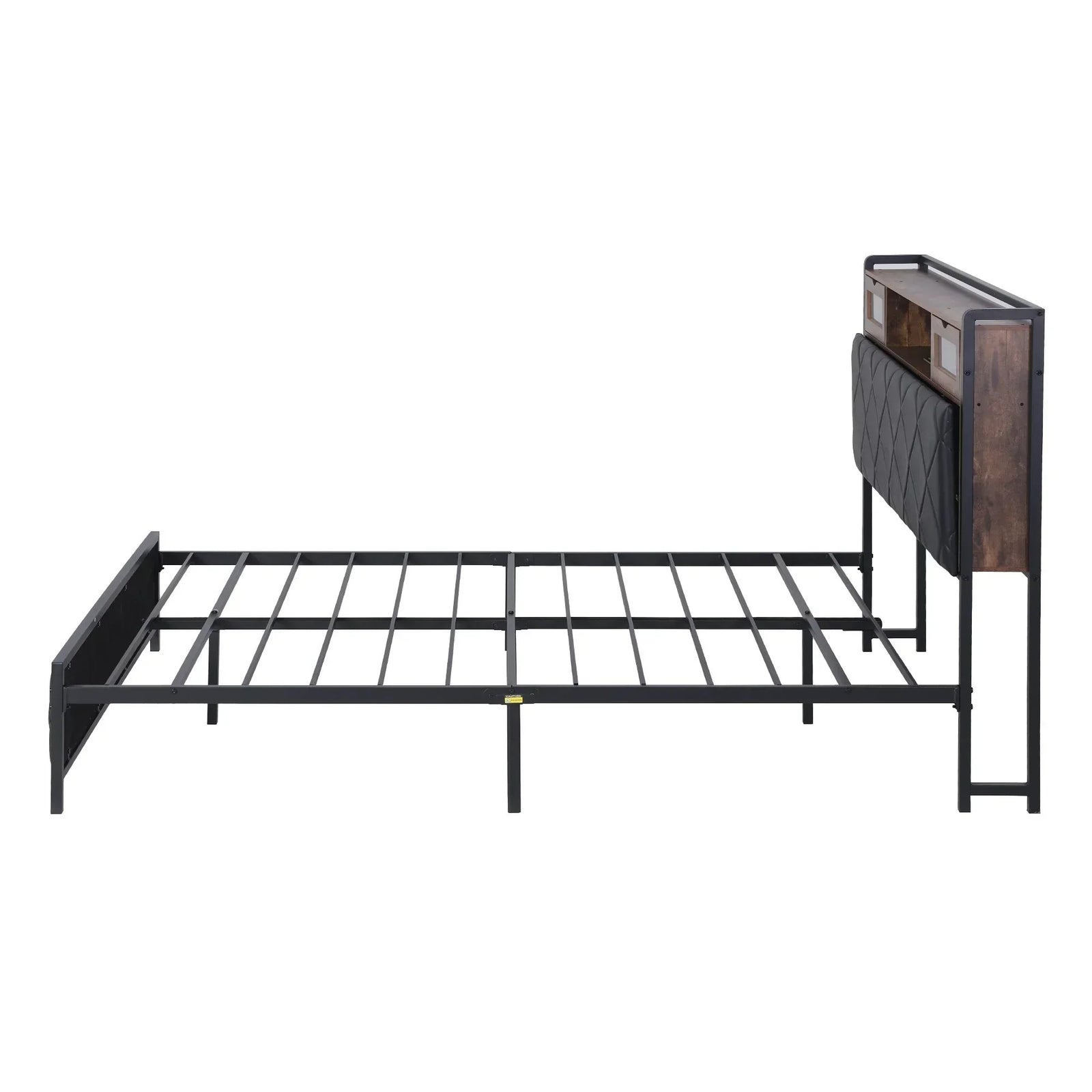 Queen Bed Frame with LED Lights and Storage Headboard Charging Station