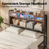 Queen Bed Frame with LED Lights and Storage Headboard Charging Station
