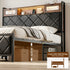 Queen Bed Frame with LED Lights and Storage Headboard Charging Station