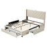 Artiss King Bed Frame with Charging Station and Storage Drawers Beige 300KG Noise Free
