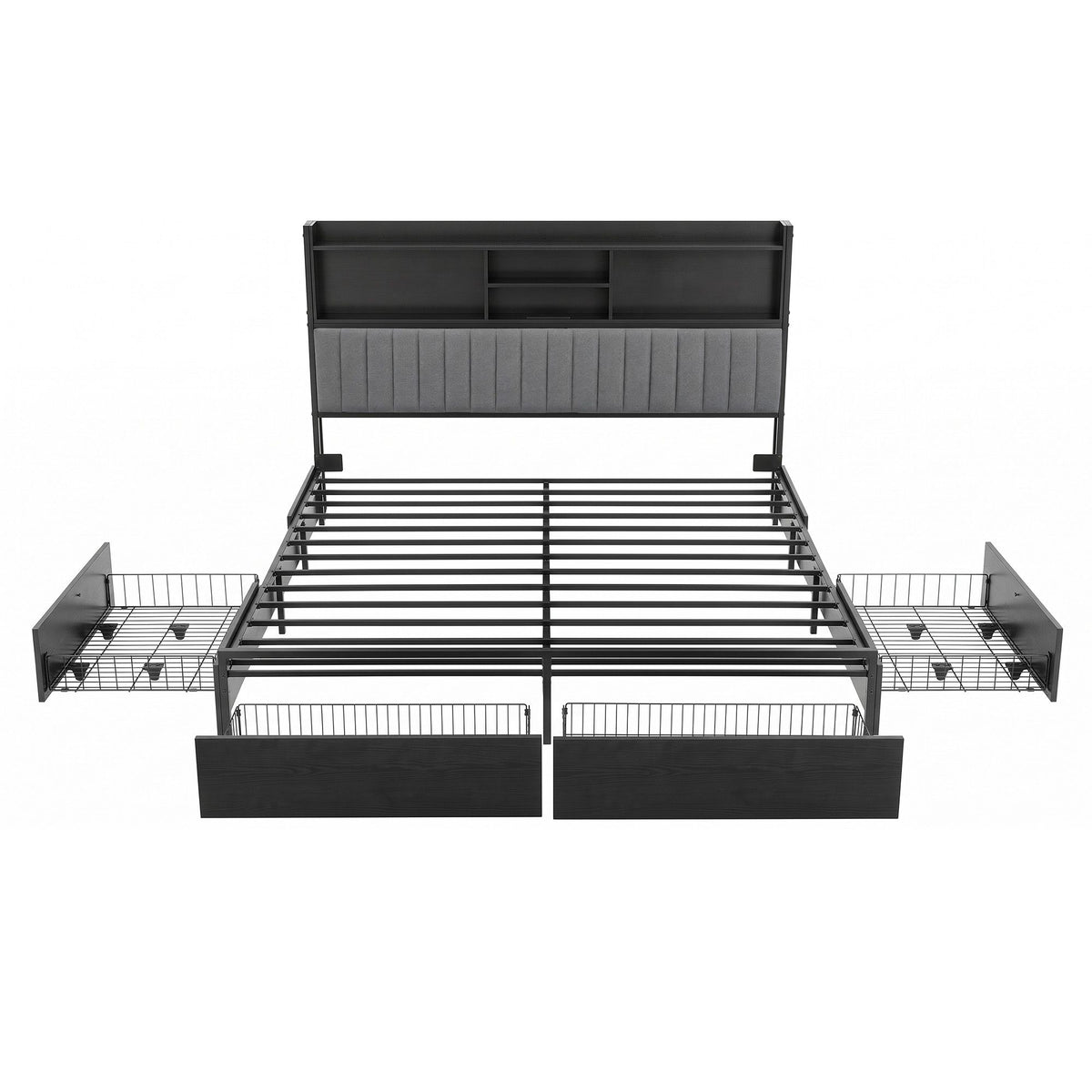 Artiss King Bed Frame with Storage, 4 Drawers and Charging Station