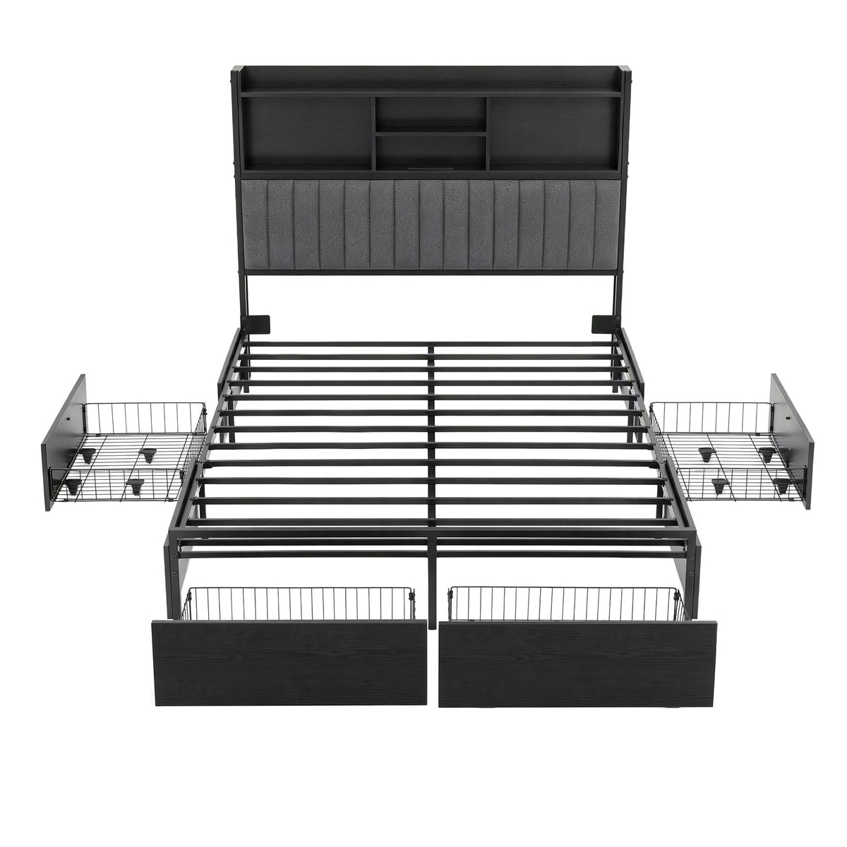 Artiss Queen Bed Frame with Storage, 4 Drawers and Charging Station