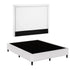 Queen Bed Frame with Headboard Platform Bed Base Grey Beige Fabric Metal
