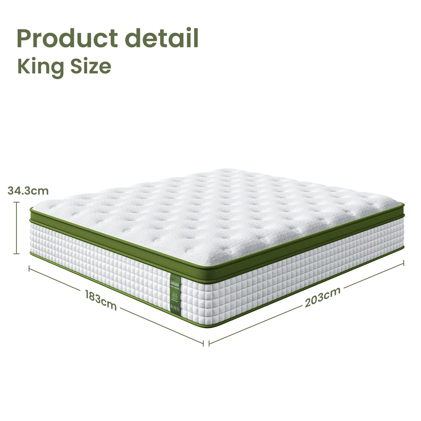 BedStory King Bed Frame with Mattress Set Platform Base Pocket Coil Linen Upholstered