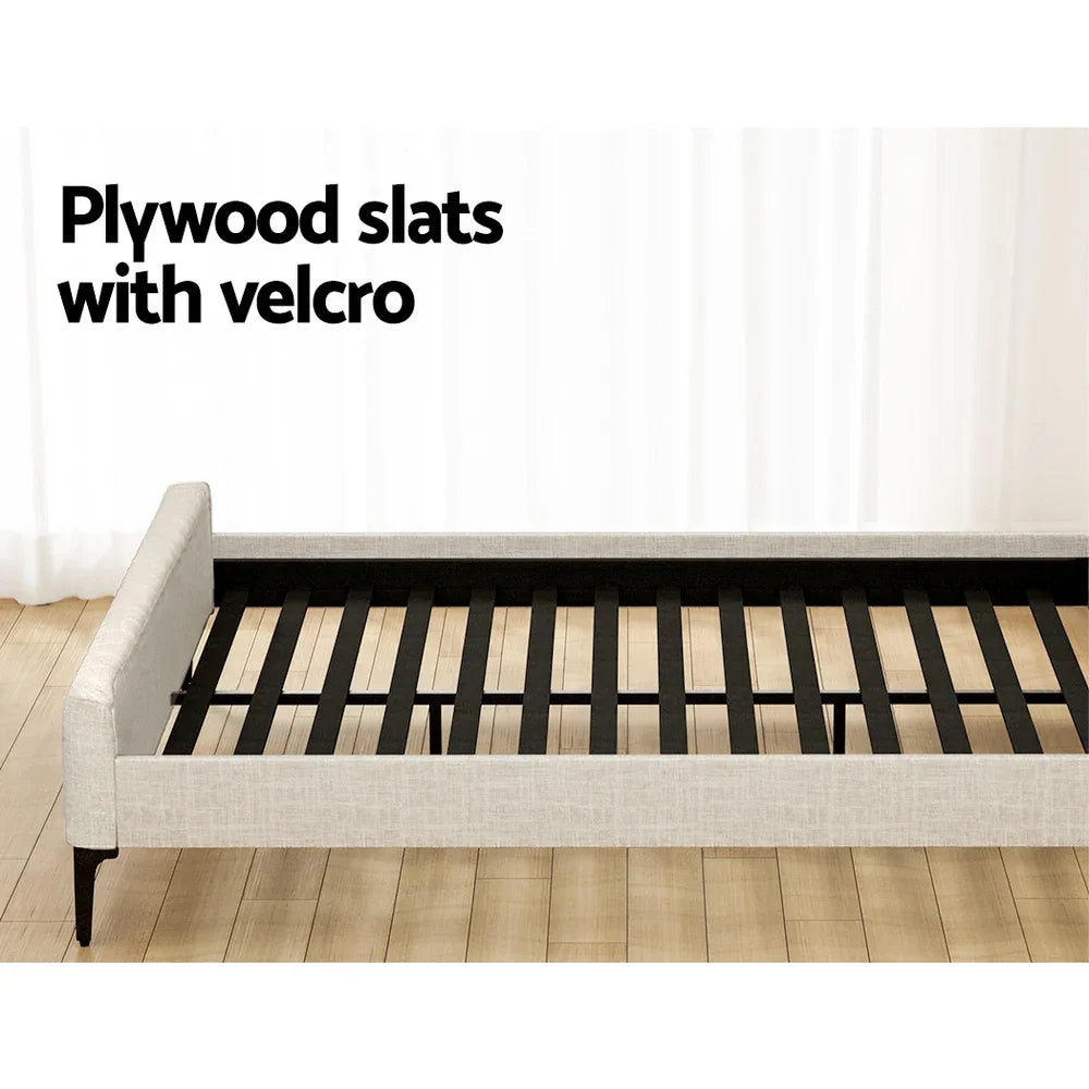 BedStory King Bed Frame with Mattress Set Platform Base Pocket Coil Linen Upholstered