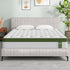 Queen Bed Frame with Mattress Set Platform Base Pocket Coil Linen Upholstered