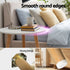 Artiss Double Bed Frame and Round Coffee Table Set Pink Velvet Bedhead with Wooden Side Table
