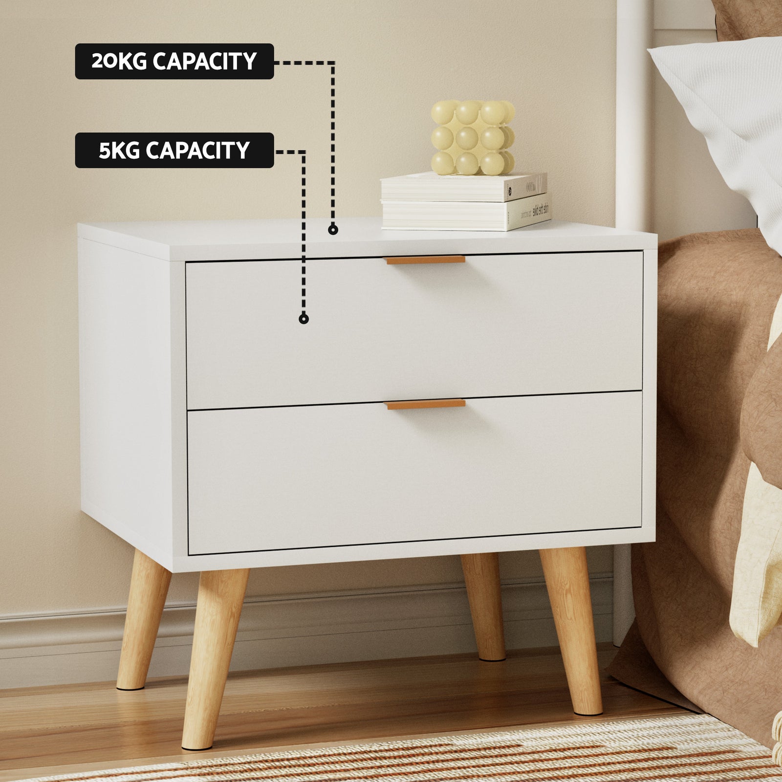Queen Bed Frame Bedside Table Set Gas Lift Storage Base with Boucle Fabric Upholstered Headboard 2 Drawer Nightstand for Bedroom Furniture