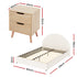 Gas Lift Queen Bed Frame with Bedside Table Set Boucle Fabric Upholstered Platform Bed Nightstand