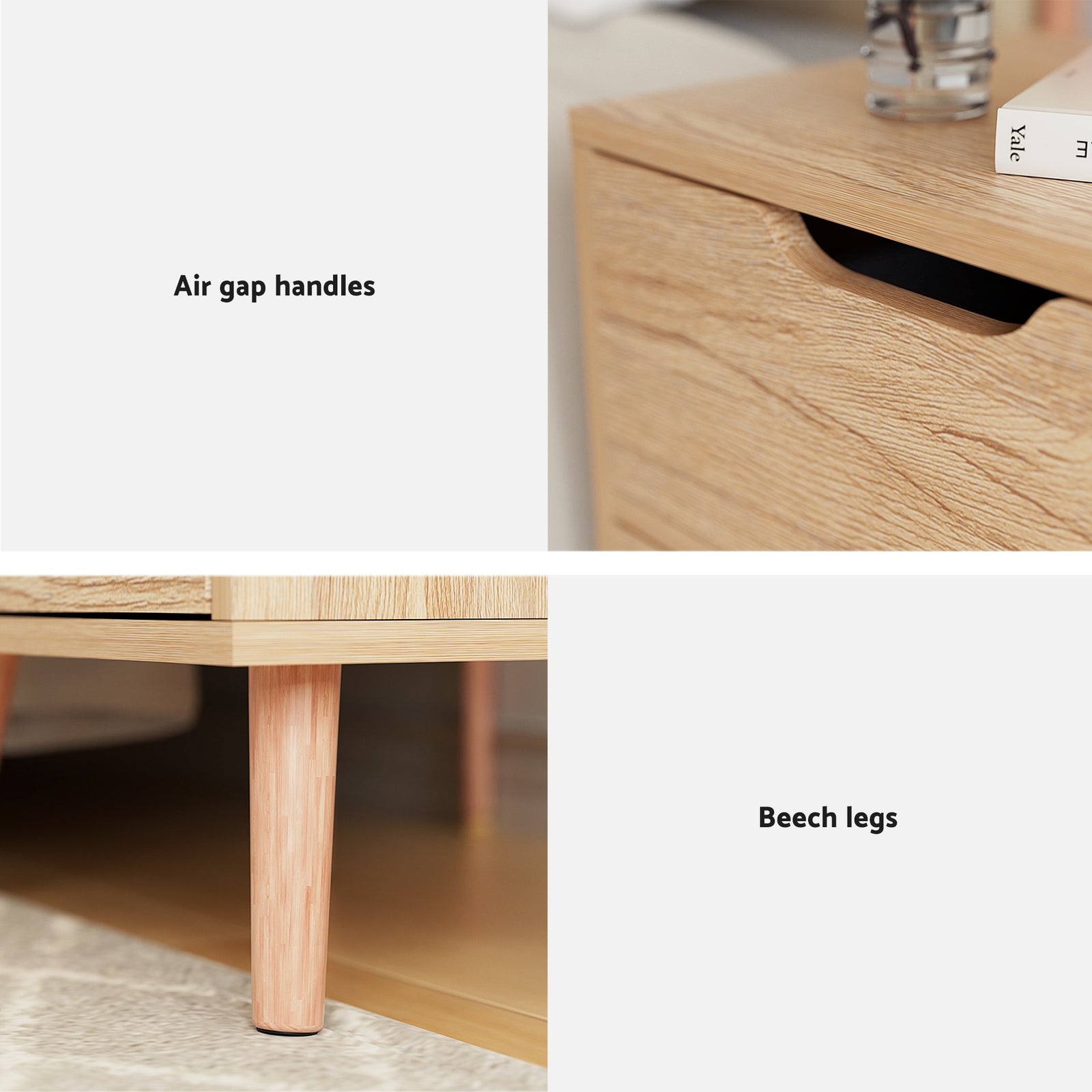 Gas Lift Queen Bed Frame with Bedside Table Set Boucle Fabric Upholstered Platform Bed Nightstand