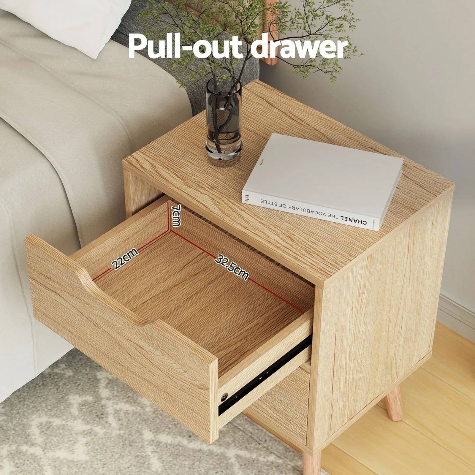 Gas Lift Queen Bed Frame and Bedside Table Set 2 Drawer Nightstand Bedroom Furniture Bundle