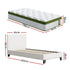 Single Bed Frame with Hybrid Mattress Set 30cm Medium Firm Platform Headboard Boucle Upholstered Pocket Coil for Pressure Relief