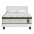 Double Bed Frame and Hybrid Mattress Bundle with Headboard White