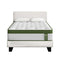 King Single Bed Set with Hybrid Mattress Upholstered Platform White Boucle Fabric
