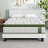 Queen Bed Frame Set with Hybrid Mattress and Leather Frame Medium White