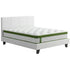 Double Bed Frame Platform White PVC Leather Hybrid Mattress Modern