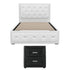 King Single Bed Frame Storage White Leather Gas Lift Bed Black Bedside Table Set