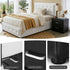 King Single Bed Frame Storage White Leather Gas Lift Bed Black Bedside Table Set