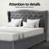 Artiss and BedStory Double Bed Frame and Mattress Set Memory Foam Cooling Gel Medium Soft Tufted Wing Headboard Grey