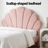 Artiss Bed Frame King Single with Bedside Table Set Scallop Headboard Pink Velvet Fabric Beds Base