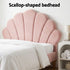 Artiss Bed Frame King Single with 2 Bedside Tables Set Scallop Headboard Pink Velvet Fabric Beds Base