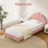 Artiss King Single Bed Frame BedStory Mattress Set Pink Velvet Scallop Bedhead with 20cm Mattress