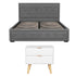 Upholstered Queen Gas Lift Storage Bed Frame with 2-Drawer Bedside Table Set