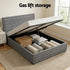 Upholstered Queen Gas Lift Storage Bed Frame with 2-Drawer Bedside Table Set
