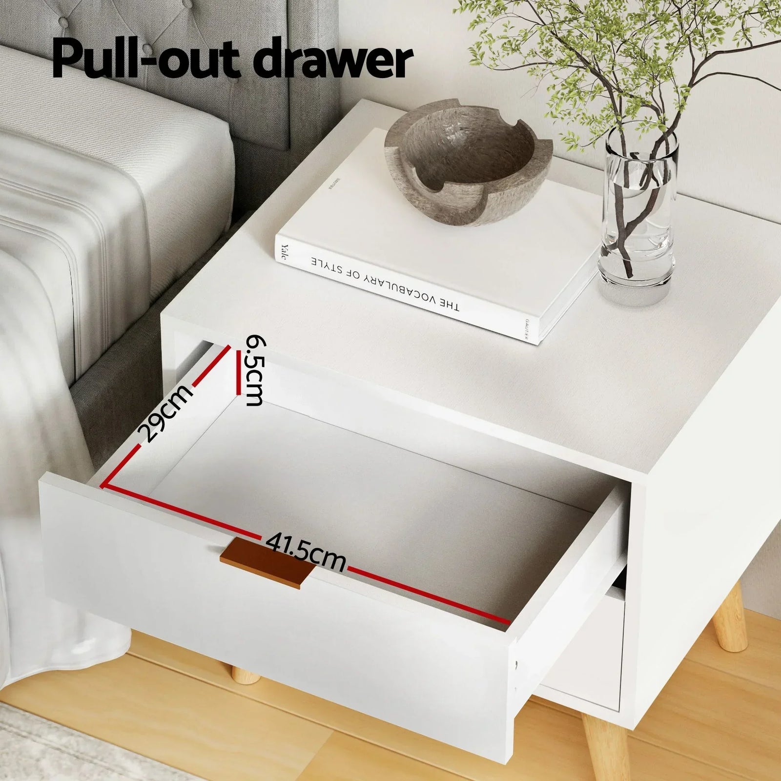 Upholstered Queen Gas Lift Storage Bed Frame with 2-Drawer Bedside Table Set