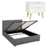 Upholstered Queen Gas Lift Storage Bed Frame with 2-Drawer Bedside Table Set
